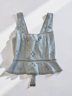 NWT FP One eyelet blouse tie back